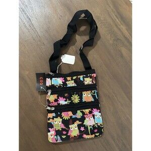 Women's  Crossbody Owls Owl Purse Bag Black Canvas